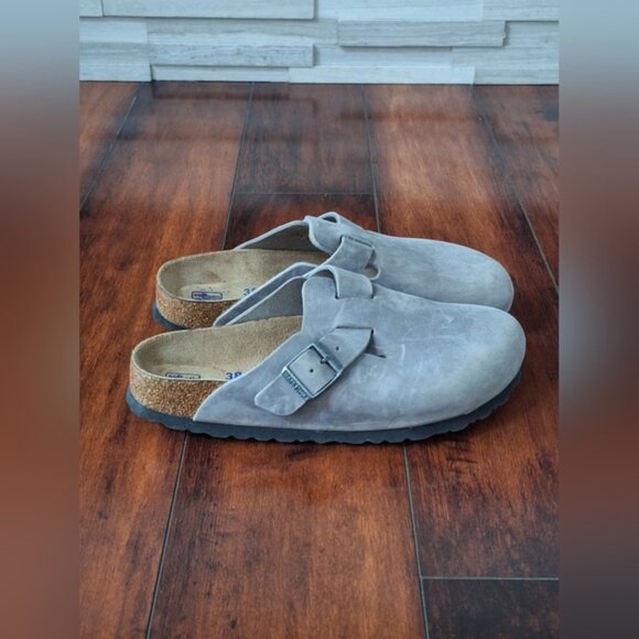 Birkenstock Boston soft footbed clog in a blue-grey suede - Picture 7 of 8